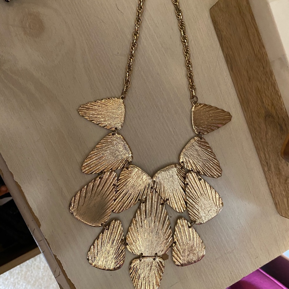 Gold Bib Statement Necklace.